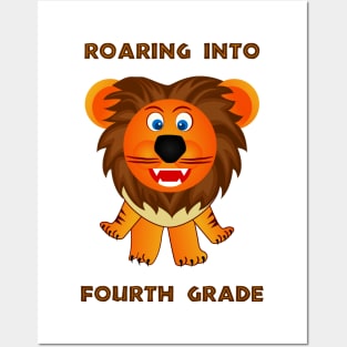 Roaring Into Fourth Grade (Cartoon Lion) Posters and Art